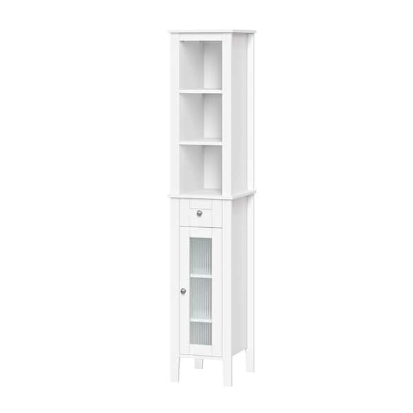 D Slim Tall Cabinet In White, Narrow Tall Cabinet