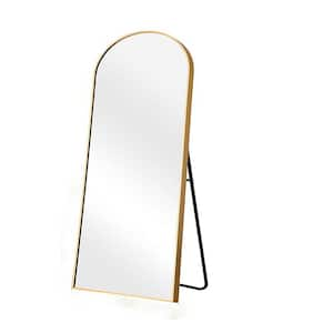 16.5 in. W x 60 in. H Arched Framed Freestanding and Wall Mounted Bathroom Vanity Mirror in Gold, Full Length Mirror