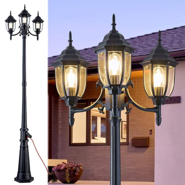 C Cattleya 3-Light Black Aluminum Dusk to Dawn Hardwired Outdoor