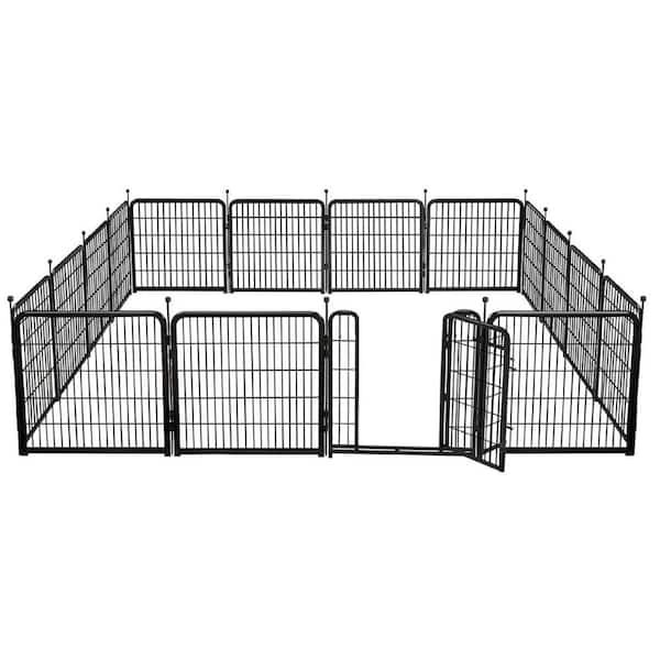 48 in. Decorative Garden Fence with Gate, 8 Panels Heavy Duty Iron Animal Barrier Fence for Yard