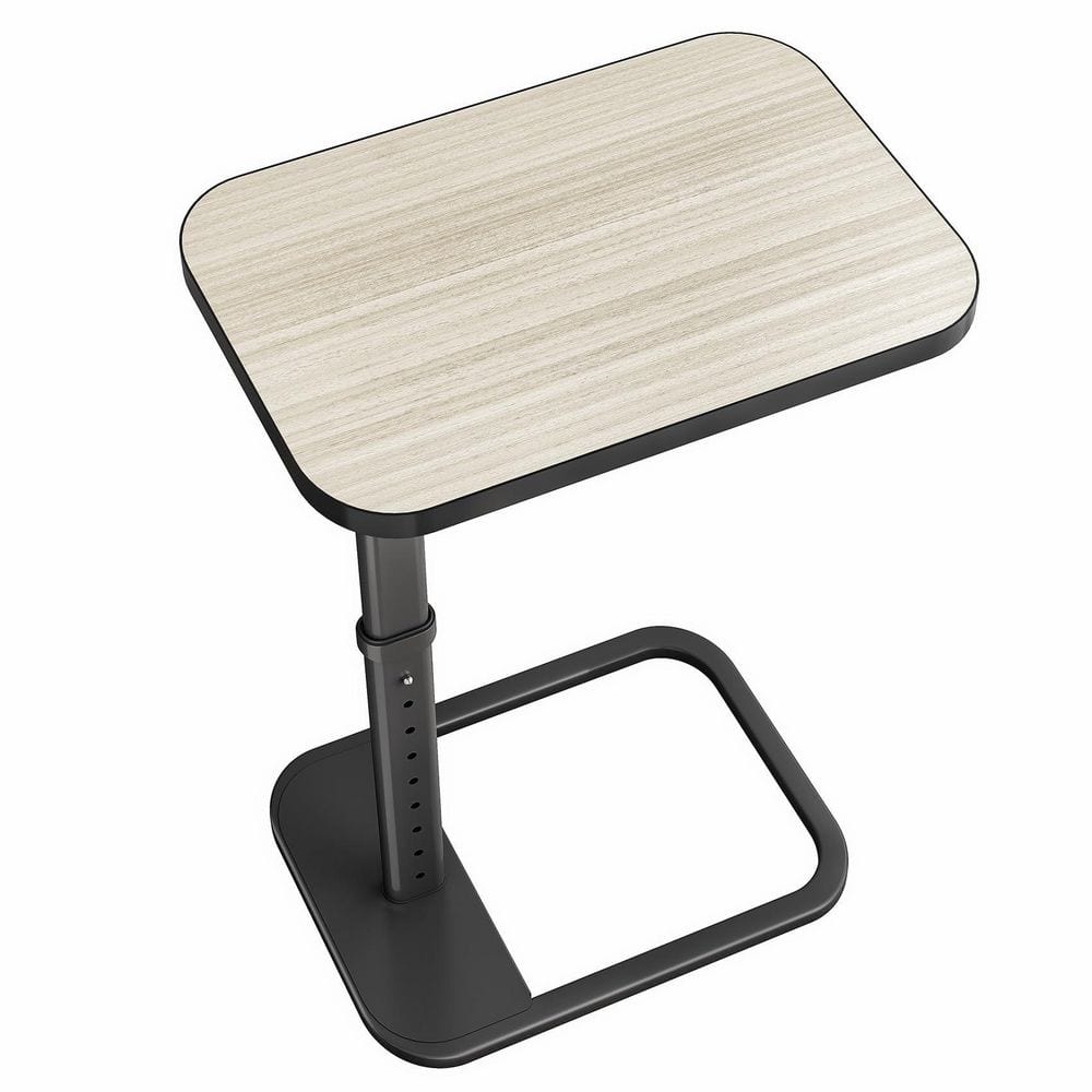 Warm Driftwood Finish Adjustable Height TV Tray Table with Rounded Metal Corners, C Shaped Snack Table for Sofa, Couch price history on PriceWatchPro