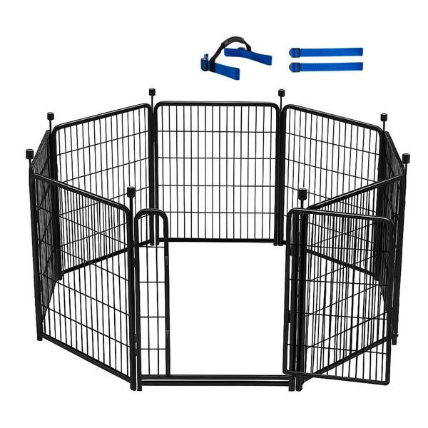 Modular 48 Inch Decorative High Iron Garden Fences and Borders with Low Threshold Gate, Easy Assembly and Rust-Resistant