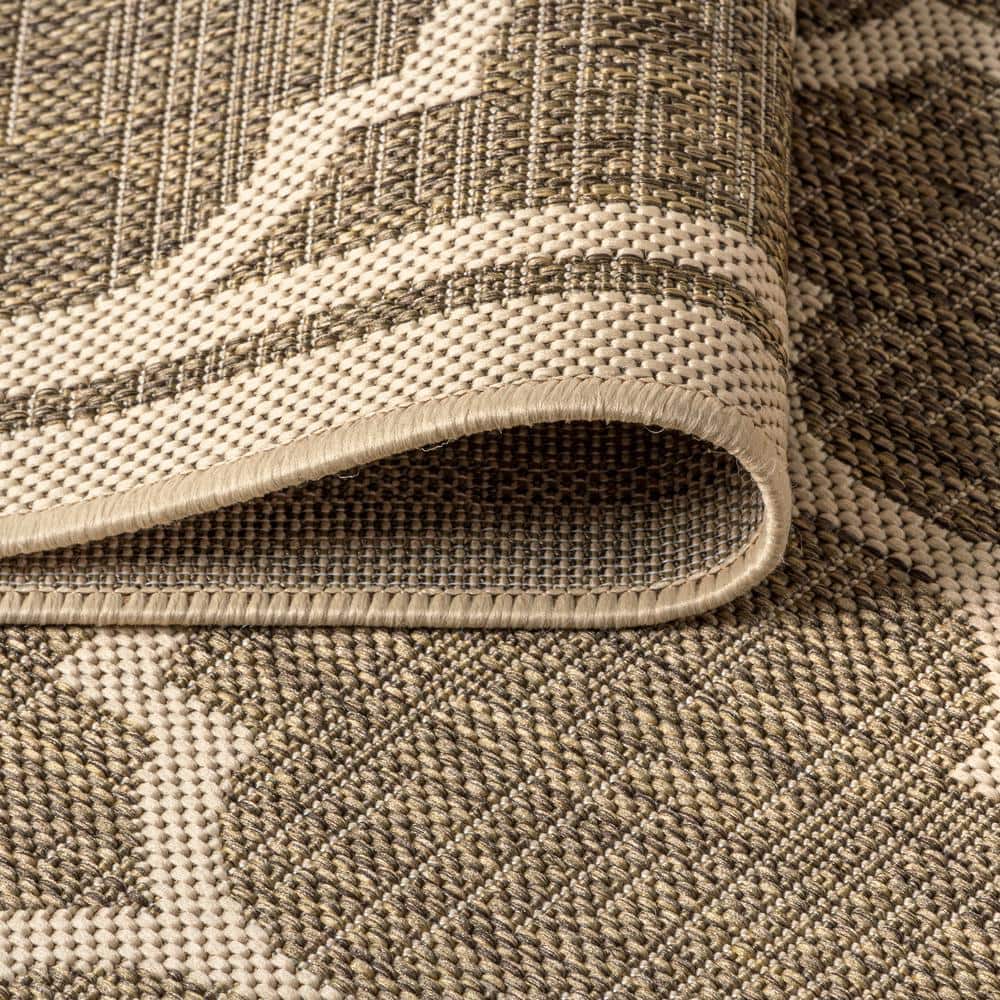 Square Geometric Gray Trellis Flatweave Indoor/Outdoor Rug