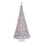 6 ft. H Silver PopUp Tinsel Tree with Holly Leaves