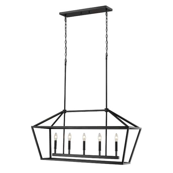 3245-MB 5-Light 40 in. Wide Taper Candle Matte Black Chandelier