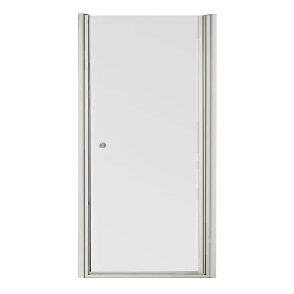 KOHLER Fluence 37-3/4 in. x 65-1/2 in. Semi-Frameless Pivot Shower Door in Matte Nickel with Handle