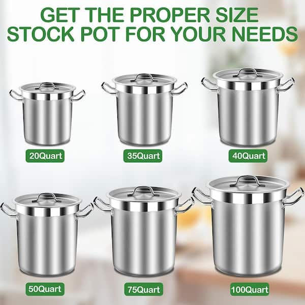 Commercial Stock Pot [35 qt.] Polished Stainless Steel with Lid