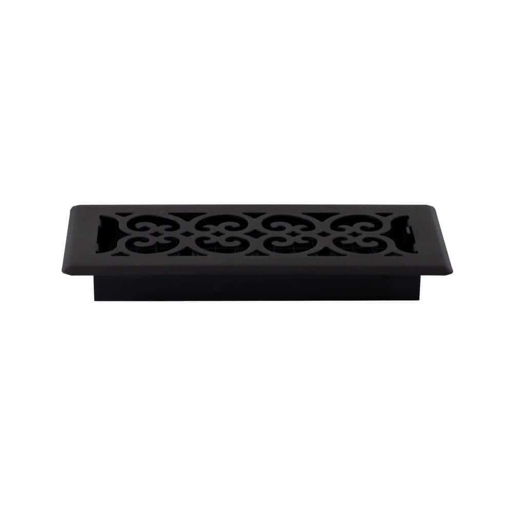 Black Steel Scroll Design 4x10 Floor Register
