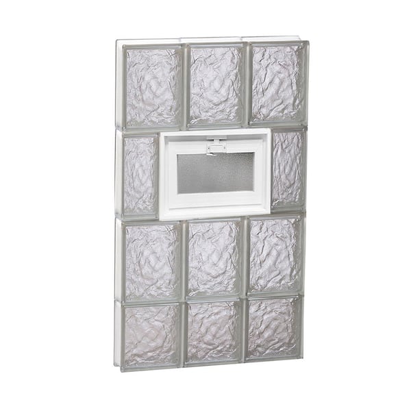 Clearly Secure 17.25 in. x 29 in. x 3.125 in. Frameless Vented Ice Pattern Glass Block Window