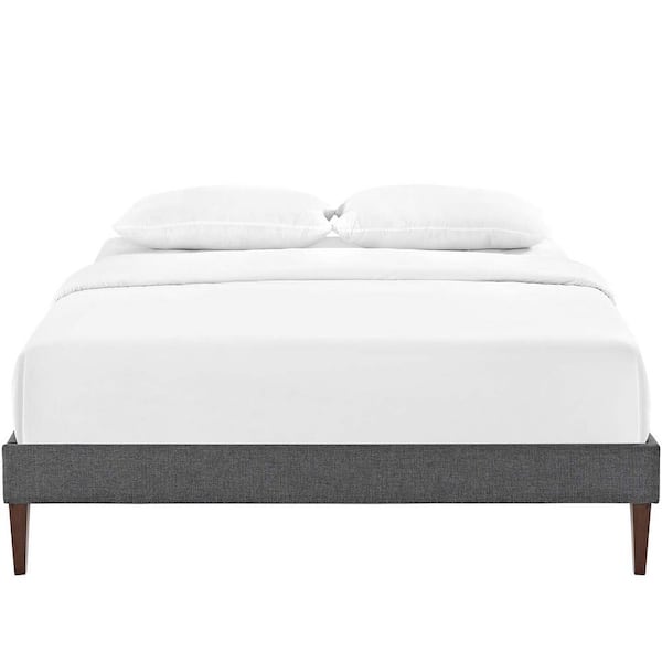 MODWAY Tessie Gray Queen Bed Frame with Squared Tapered Legs