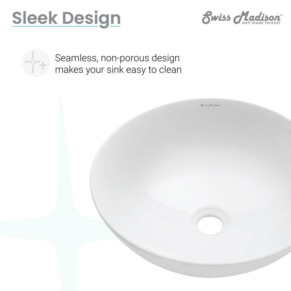 Minimalist White Ceramic Above-Counter Vessel Sink