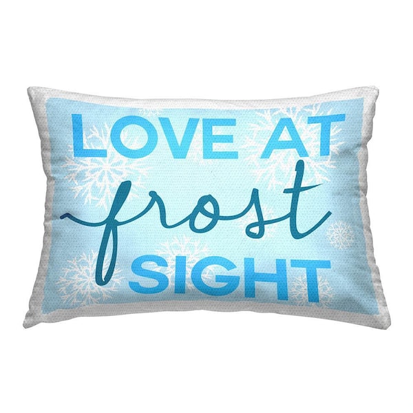 Funny Winter Love Pun Blue Rectangular Outdoor Throw Pillow