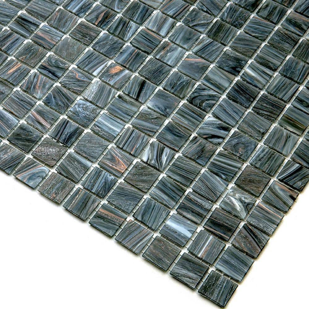 Celestial 12" x 12" Glossy Gray Glass Mosaic Tile