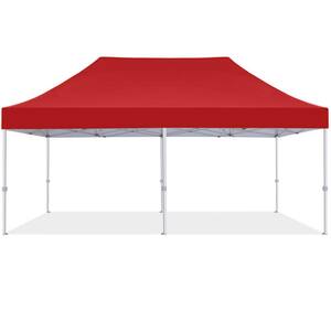 Commercial 10 ft. x 20 ft. Red Pop Up Canopy Tent with Roller Bag