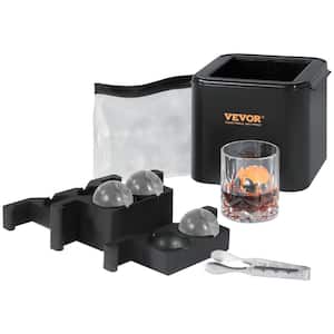 Ice Ball Maker, Black 2.36 in. Ice Sphere with Storage Bag and Ice Clamp, Round Clear Ice Cube 4-Cavity Ice Press Maker