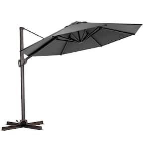 12 x 12 ft. Outdoor Round Heavy-Duty 360° Rotation Cantilever Patio Umbrella in Dark Gray