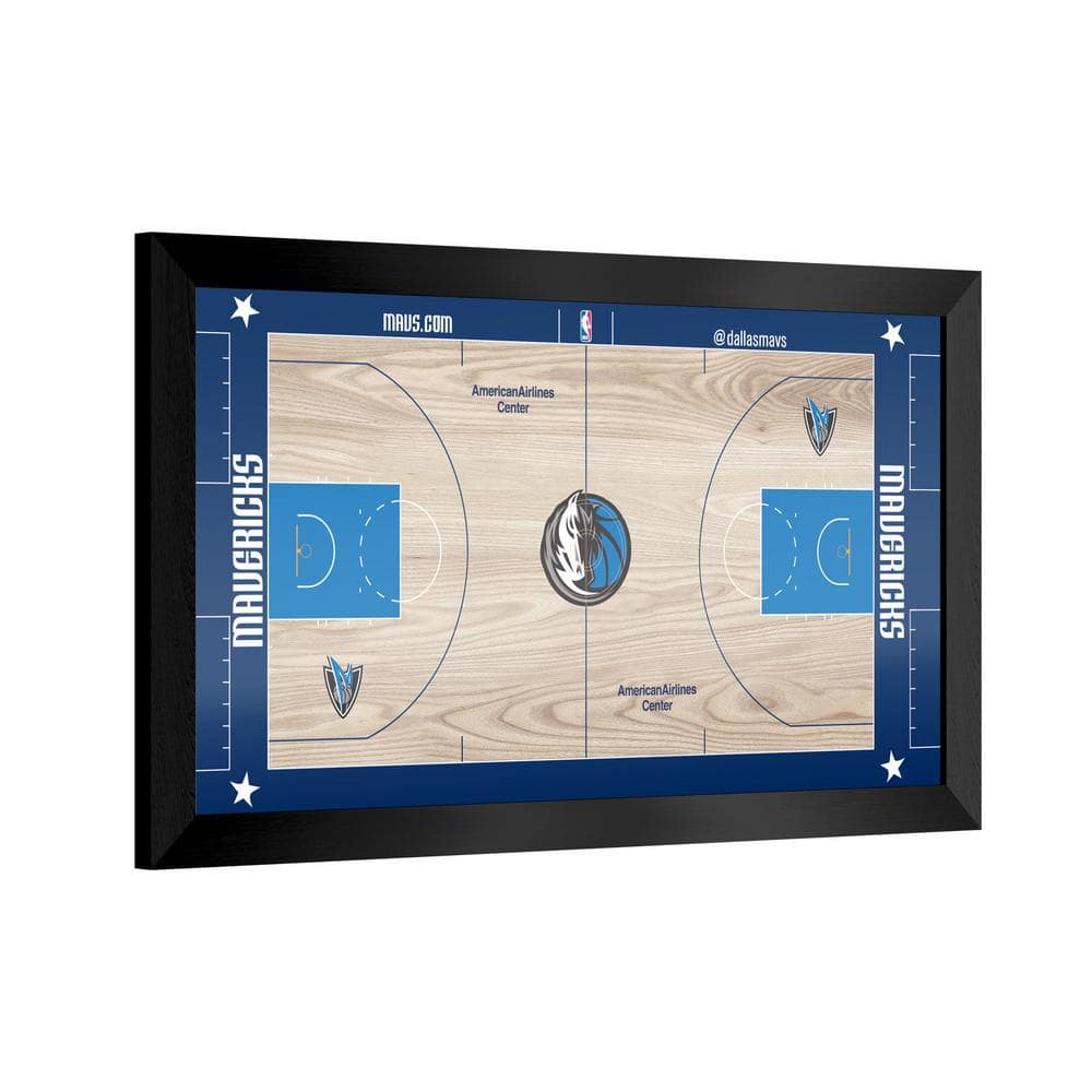 Dallas Mavericks Logo 26 in. W x 15 in. H Wood Black Framed