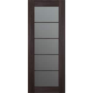 Vona 5 Lite 24 in. x 84 in. No Bore Solid Core Veralinga Oak Wood And Frosted Glass Composite Interior Door Slab