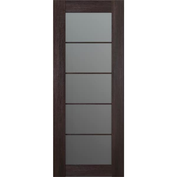 Belldinni Vona 5 Lite 30 in. x 84 in. No Bore Solid Core Veralinga Oak Wood And Frosted Glass Composite Interior Door Slab