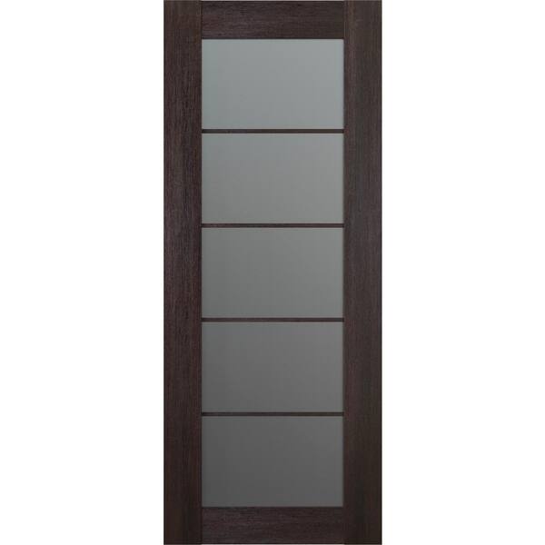 Belldinni Vona 5-Lite 36 in. x 96 in. No Bore Solid Core Veralinga Oak Wood and Frosted Glass Composite Interior Door Slab