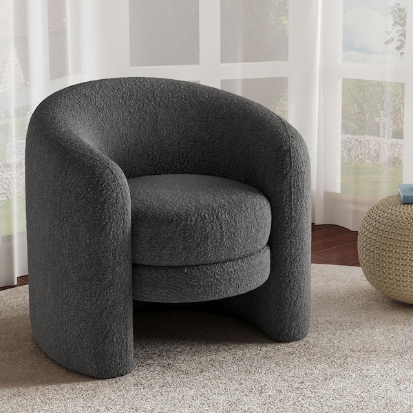 CHRISTOPHER KNIGHT HOME Langford Modern Upholstered Boucle C-shape Accent Chair, Dark Grey