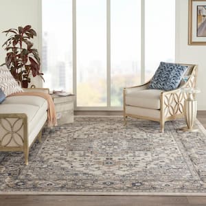 Concerto Ivory Grey 12 ft. x 15 ft. Center medallion Traditional Area Rug