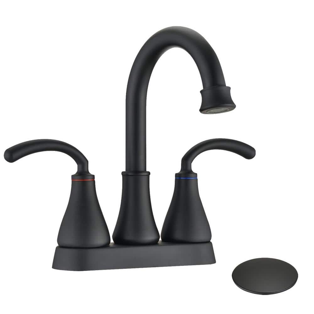 Satico Modern 4 in. Centerset SingleHole DoubleHandles Bathroom Sink Faucet in Matte Black