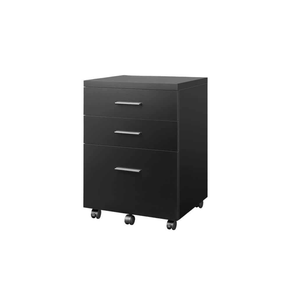 "15.6""D x 18.2""W x 25.2""H Black 3 Drawer File Cabinet, Wood Under Desk Filing Cabinet, Rolling Printer Stand" price history on PriceWatchPro