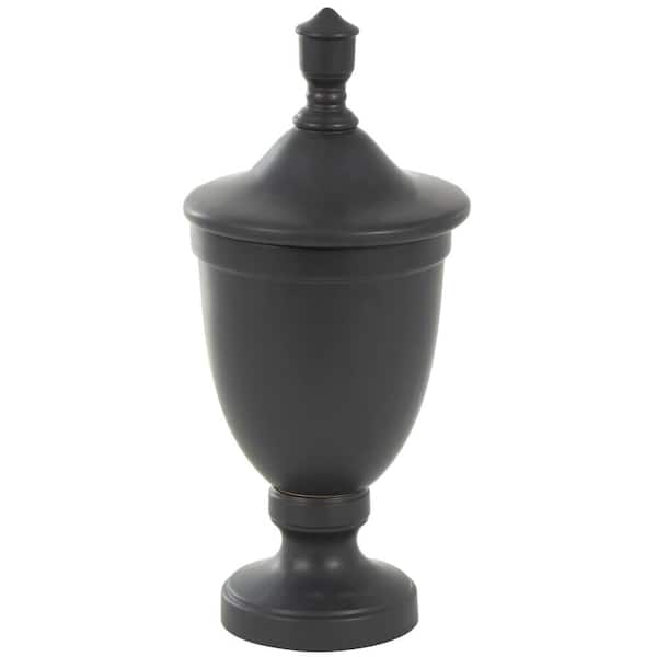 Litton Lane Black Ceramic Fluted Urn Shaped Decorative Jars with Lid