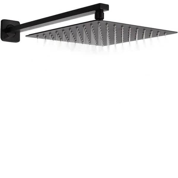 Unbranded Rain Shower Head 1-Spray Patterns with 1.8 GPM 10 in., ‎Wall Mount Rain Fixed Shower Head in Black.