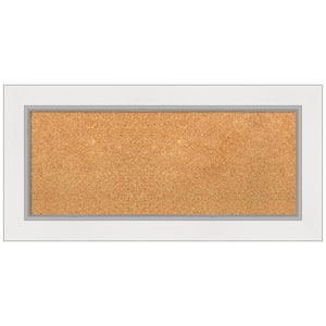 Eva White Silver 35.38 in. x 17.38 in. Framed Corkboard Memo Board