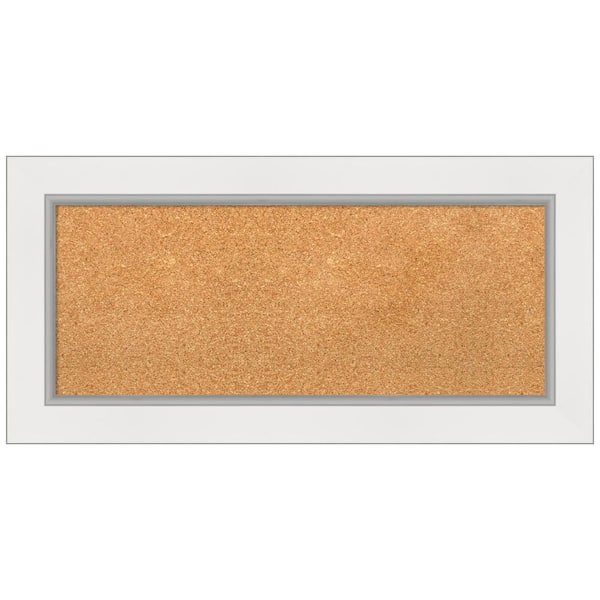 Amanti Art Eva White Silver 35.38 in. x 17.38 in. Framed Corkboard Memo Board