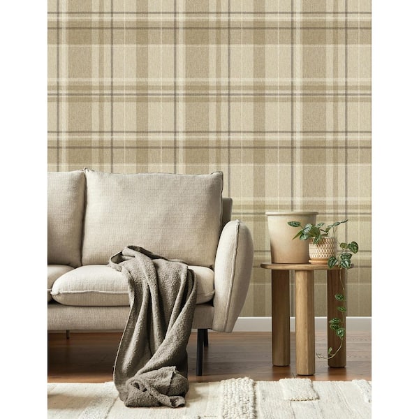 Harris Brown Plaid Chevron Non-Pasted Wallpaper, 56.4 sq. ft.