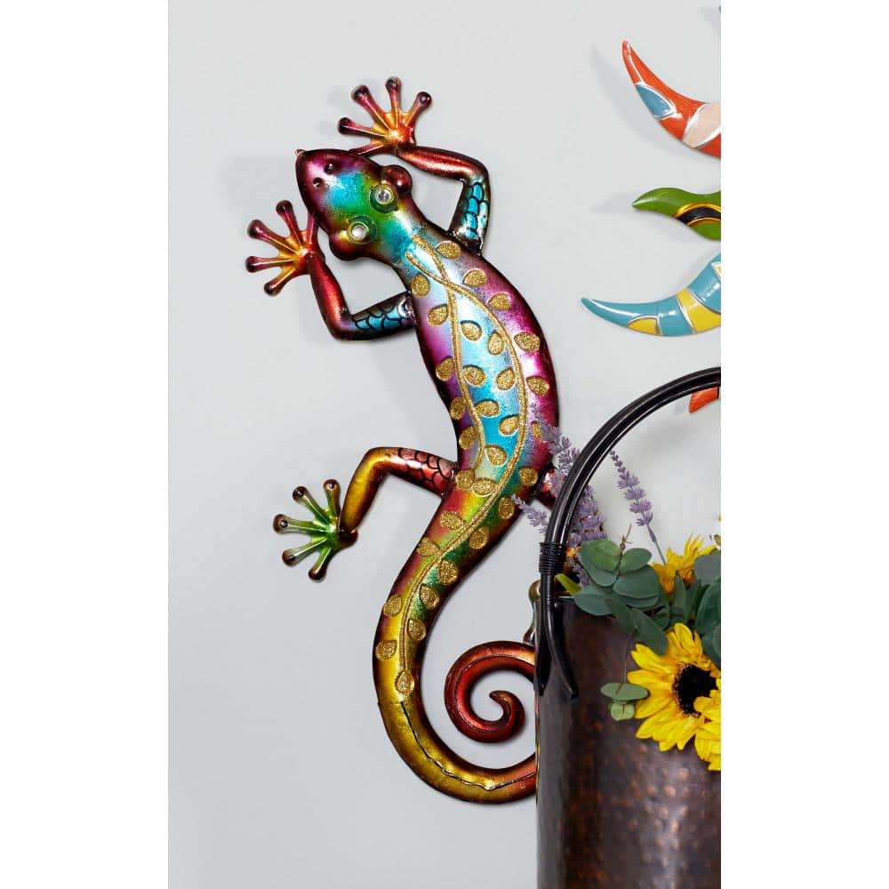 UPC 758647552443 product image for 10 in. x  25 in. Metal Multi Colored Indoor Outdoor Lizard Wall Decor | upcitemdb.com