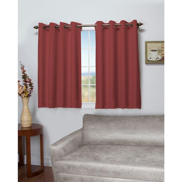 Floral Rose Canvas Solid 50 in. W x 45 in. L Grommet Blackout Curtain