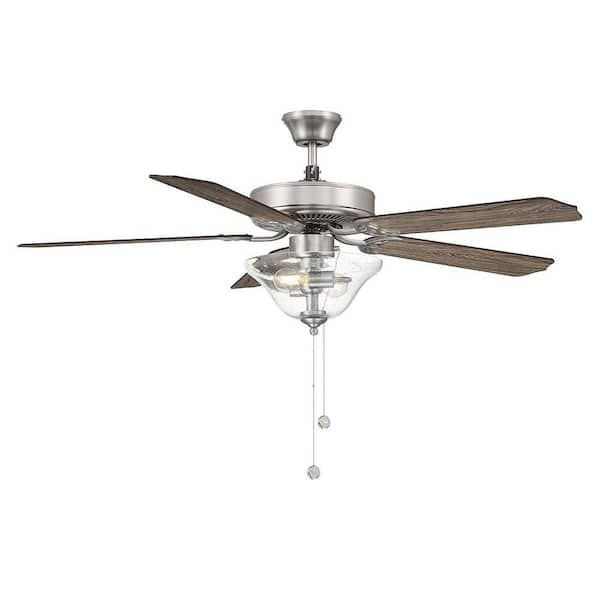 TUXEDO PARK LIGHTING 52 in. Indoor Brushed Nickel Ceiling Fan with Light Kit