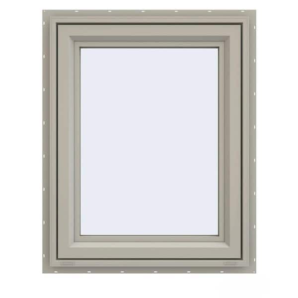 JELD-WEN 23.5 in. x 29.5 in. V-4500 Series Desert Sand Vinyl Left-Handed Casement Window with Fiberglass Mesh Screen