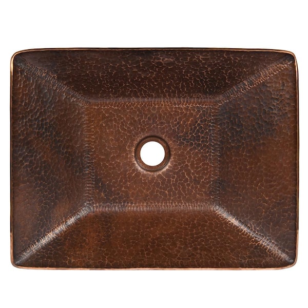 Premier Copper Products Modern Rectangle Hand Forged Old World Copper Vessel Sink in Oil Rubbed Bronze