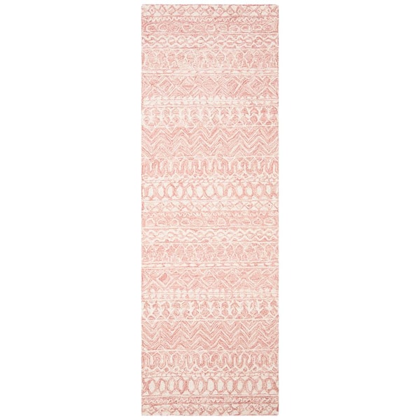 SAFAVIEH Micro-Loop Pink/Ivory 2 ft. x 5 ft. Distressed Tribal Runner Rug