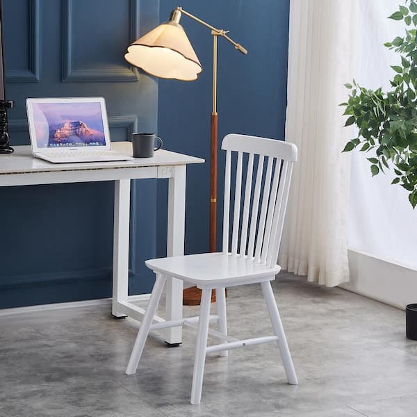 Unbranded White Wood Dining Chair Living Room Chair Simple and Natural Set of 4