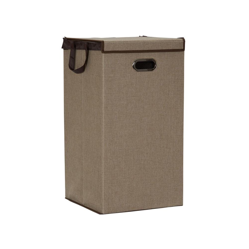 Sand Collapsible Laundry Hamper with Lid 5632 - The Home Depot