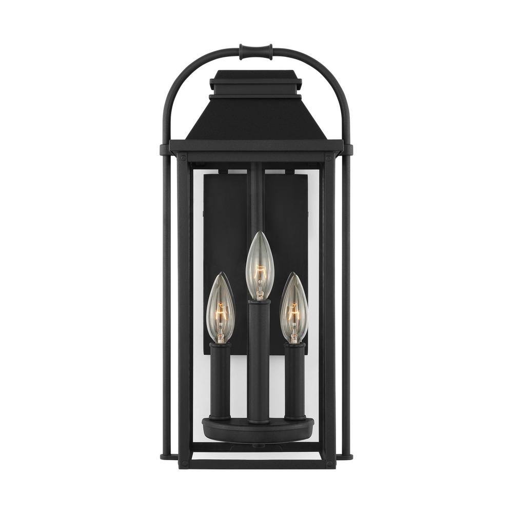 Wellsworth Small 3-Light Textured Black Outdoor Wall Lantern Sconce with Clear Glass price history on PriceWatchPro