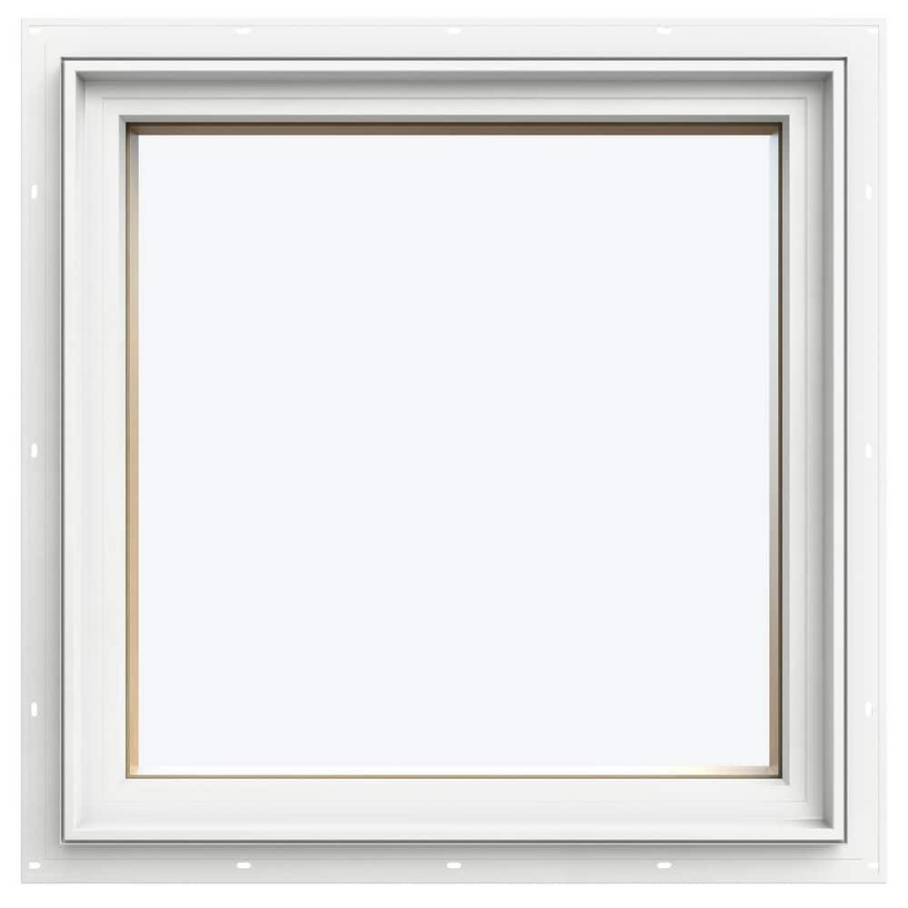 JELD-WEN 24 in. x 24 in. W-5500 Picture Wood Clad Window with White ...