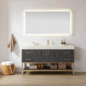 Alistair 60 in. W x 22 in. D x 33.9 in. H Single Sink Bath Vanity in North Black Oak with White Grain Stone Top