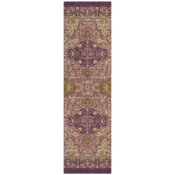Chantille Machine Washable Indoor/Outdoor Abstract ACN2854 Eggplant 2 ft. x 7 ft. Runner Rug