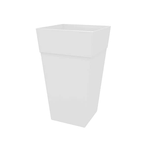 Finley 25 in. H Casper White Resin Square Indoor/Outdoor Floor Planter
