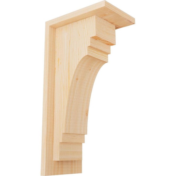 Ekena Millwork 5-1/2 in. x 8 in. x 16 in. Douglas Fir Pescadero Smooth Corbel with Backplate