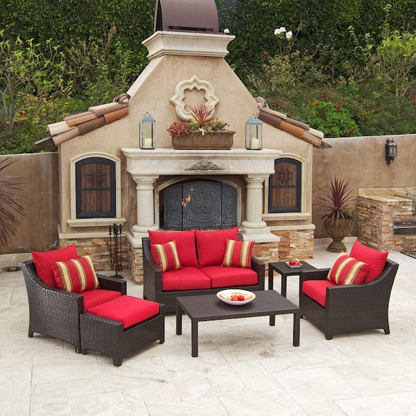 RST Brands Deco 6-Piece Patio Seating Set with Cantina Red Cushions