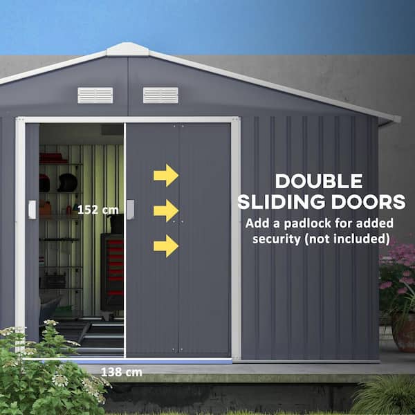 Outsunny 11 ft. x 12.5 ft. Metal Garden Shed Utility Tool