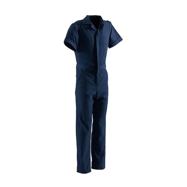Berne Men's Medium Short Navy Polyester and Cotton Poplin Blend Poplin Short Sleeve Coverall